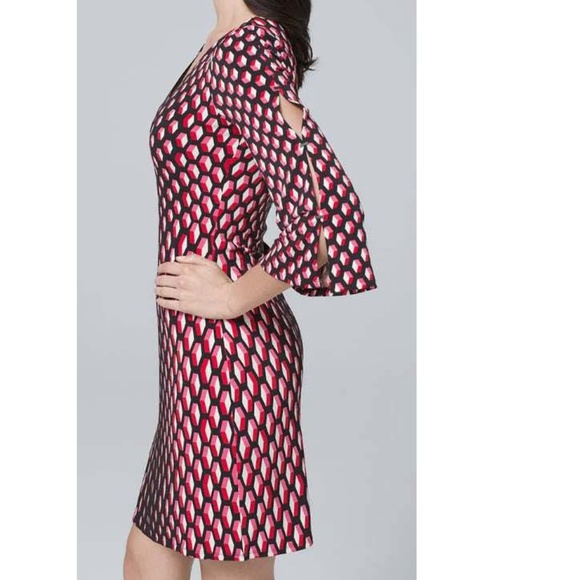 WHBM Black/Red Split-Sleeve Shift Dress - Picture 3 of 3
